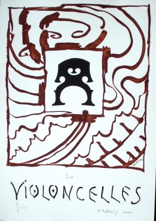 Lithograph Alechinsky - Des Violoncelles 