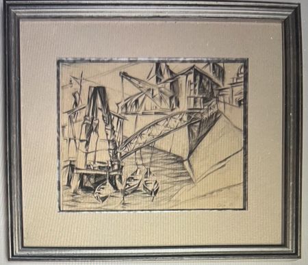 No Technical Oelze -  Dessin Le Port 1920 - BAUHAUS Surréalisme