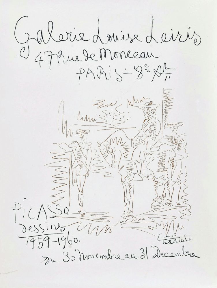Lithograph Picasso - '' Dessins 1959-1960 ''  -  Galerie Louise LEIRIS