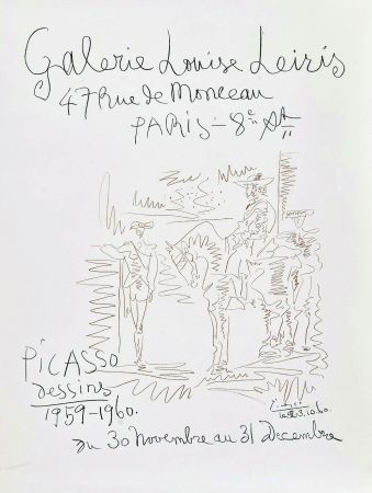 Lithograph Picasso - '' Dessins 1959-1960 ''  -  Galerie Louise LEIRIS