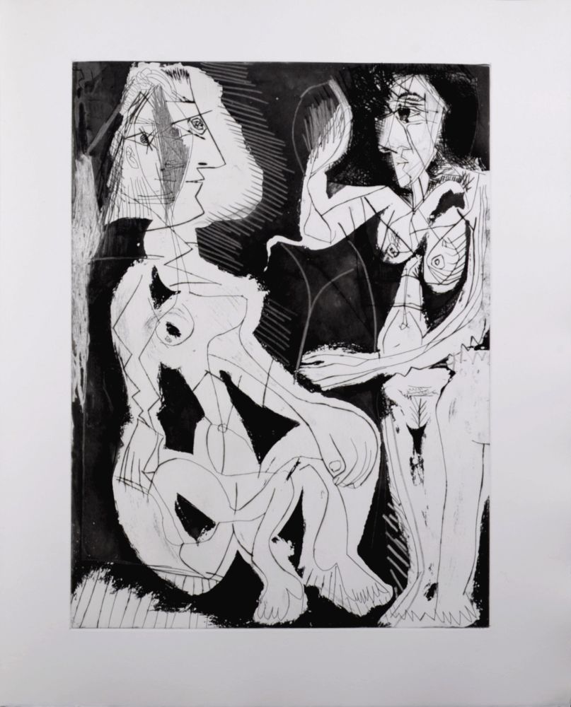 Aquatint Picasso - Deux femmes au miroir, 1966 - A fantastic original etching (Aquatint) by the Master!