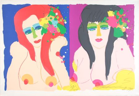 Lithograph Ting - Deux femmes nues