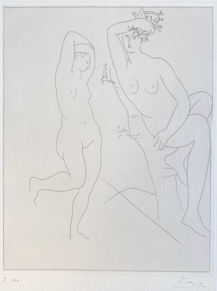 Etching Picasso - Deux Femmes nues dans un Arbre