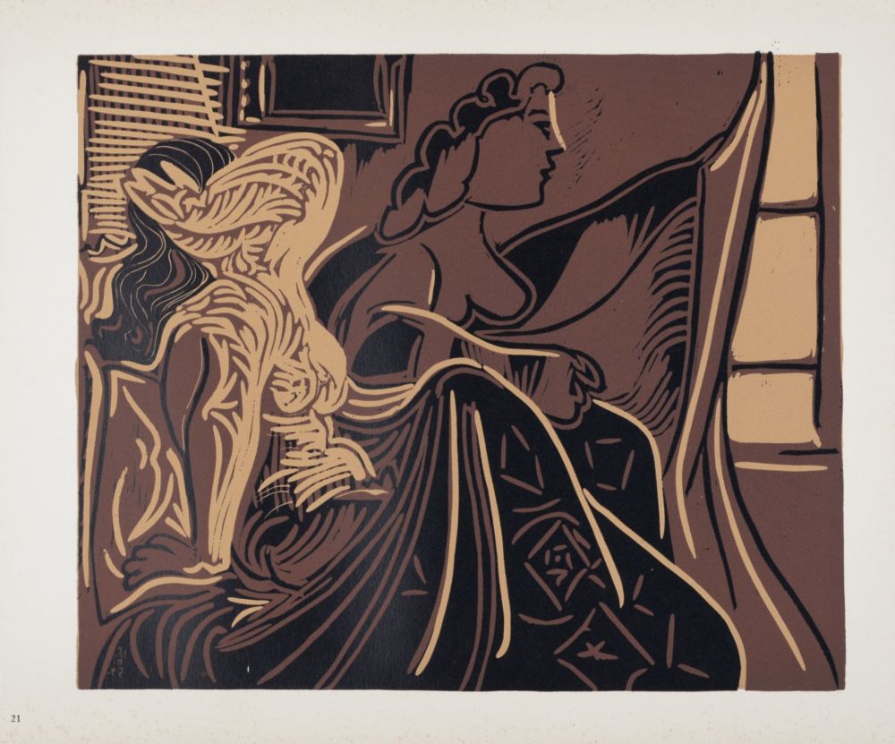 Linocut Picasso (After) - Deux femmes près de la fenêtre, 1962
