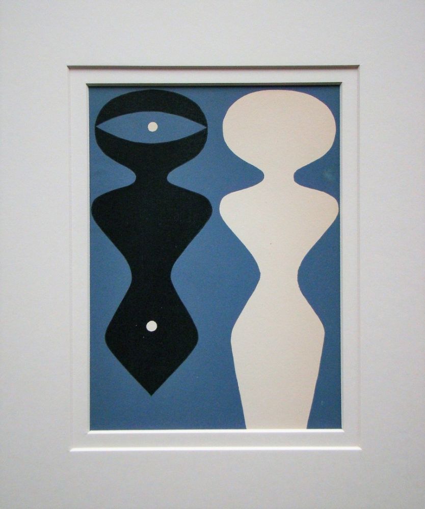 Woodcut Arp - Deux Figures