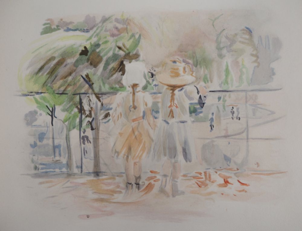 Lithograph Morisot - Deux fillettes au Jardin des Tuileries
