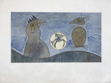 Lithograph Ernst - Deux Oiseaux 