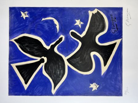 Lithograph Braque - Deux Oiseaux