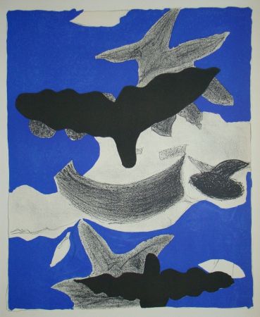 Lithograph Braque - Deux Oiseaux Avec Nuages