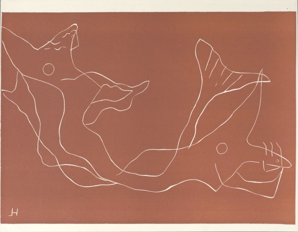 Linocut Laurens - Deux sirènes, 1959