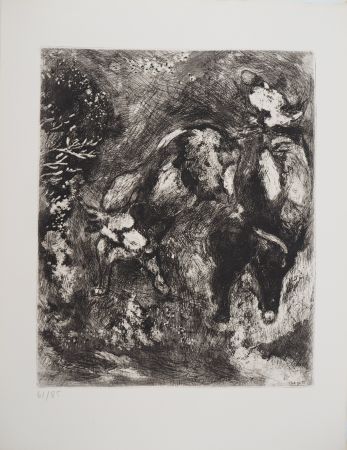 Etching Chagall - Deux taureaux et une grenouille