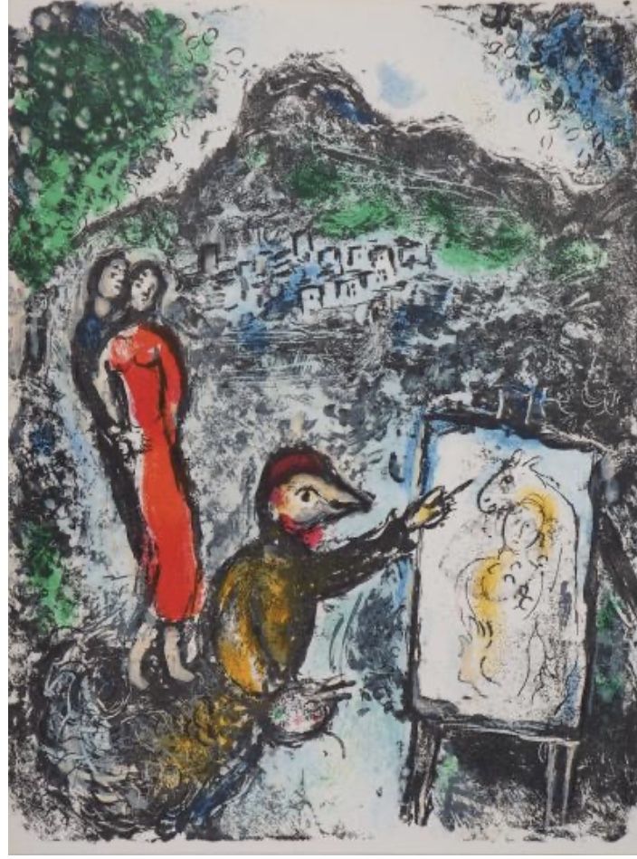 Lithograph Chagall - Devant saint Jeannet