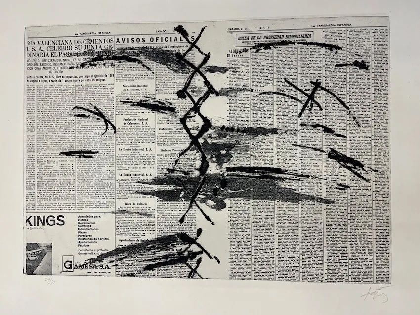 Engraving Tàpies - Diario en papel
