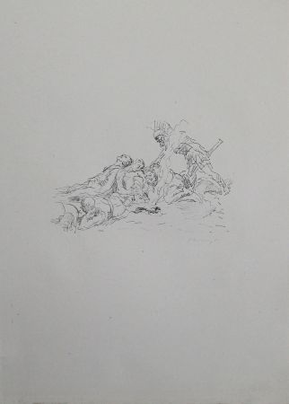 Lithograph Slevogt - Die Soldaten müssen im Schnee kampieren