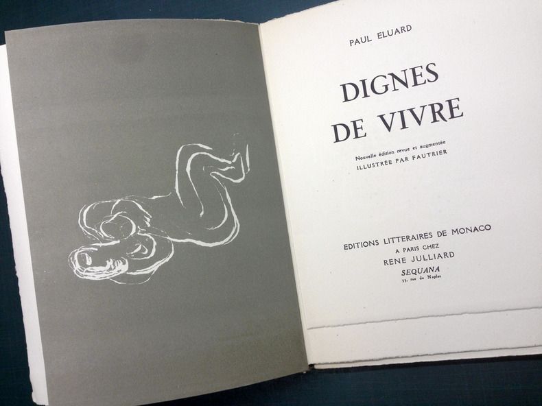 Illustrated Book Fautrier - DIGNES DE VIVRE. Lithographies de Fautrier. 1944