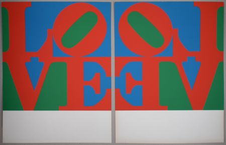 Screenprint Indiana - Diptych, from LOVE Wall (LOVE Frieze), 1967 - Hand-signed