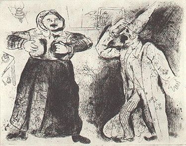 Engraving Chagall - DISPUTE DE PLIOCHKINE ET DE MAVRA