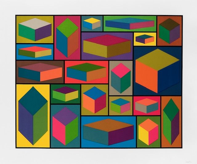 Linocut Lewitt - Distorted cubes  - planche 2