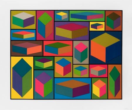 Linocut Lewitt - Distorted cubes  - planche 2