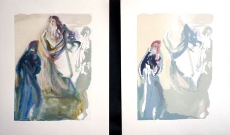 Woodcut Dali - Divine Comedy Hell Canto 27 Decomposition (2 Pieces)
