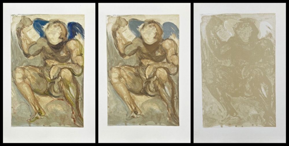 Woodcut Dali - Divine Comedy Purgatory Canto 15 Decomposition (3 Pieces)
