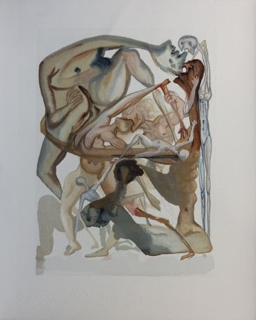 Woodcut Dali - Divine Comédie, Enfer 11, Au bord du septième cercle