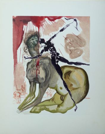Woodcut Dali - Divine Comédie, Enfer 12, Le minotaure