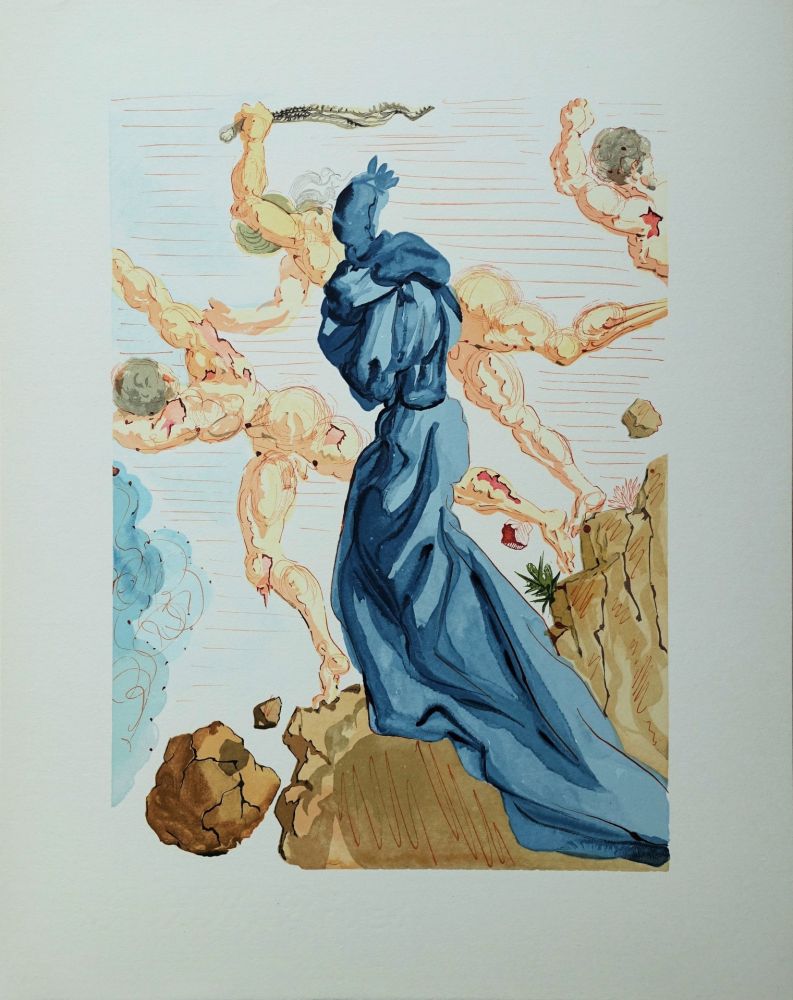 Woodcut Dali - Divine Comédie, Enfer 15, Les margelles de Phlégéthon