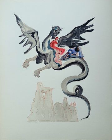 Woodcut Dali - Divine Comédie, Enfer 17, Les usuriers