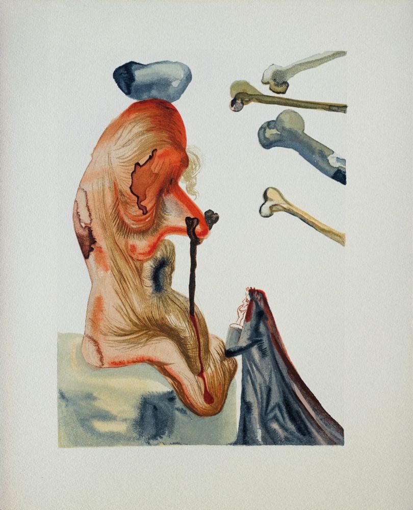 Woodcut Dali - Divine Comédie, Enfer 18, Les trompeurs