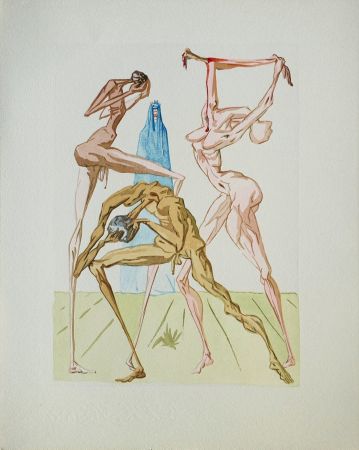 Woodcut Dali - Divine Comédie, Enfer 19, Les simoniaques