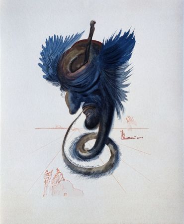 Woodcut Dali - Divine Comédie, Enfer 20, Devins et sorciers