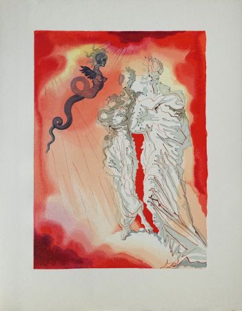 Woodcut Dali - Divine Comédie, Enfer 21, Le Diable noir