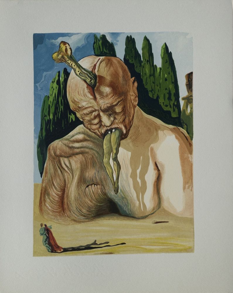 Woodcut Dali - Divine Comédie, Enfer 27, Le diable logicien