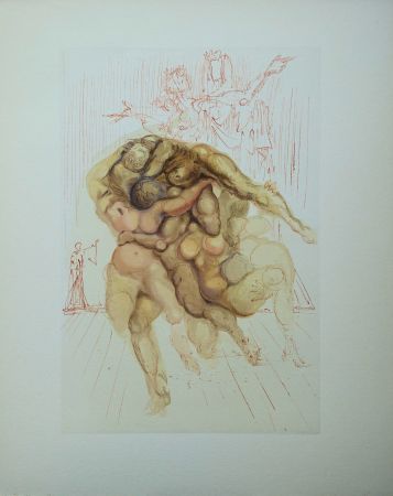Woodcut Dali - Divine Comédie, Enfer 8, Les coléreux