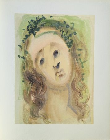 Woodcut Dali - Divine Comédie, Purgatoire 10, Le visage de Virgile