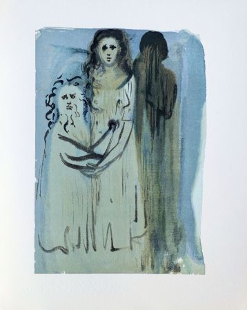 Woodcut Dali - Divine Comédie, Purgatoire 16, Dans la fumée des coléreux
