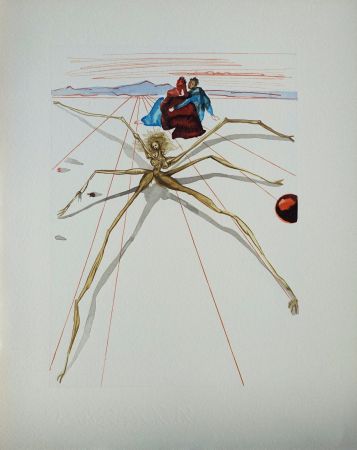 Woodcut Dali - Divine Comédie, Purgatoire 17, Quittant la corniche de la colère