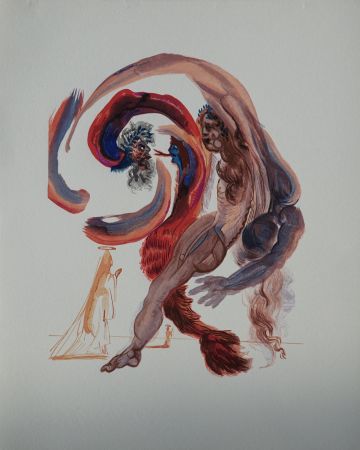 Woodcut Dali - Divine Comédie, Purgatoire 18, La quatrième corniche