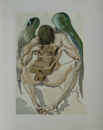 Woodcut Dali - Divine Comédie, Purgatoire 1, L'ange déchu