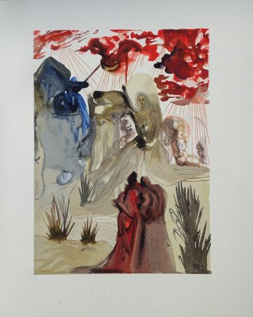 Woodcut Dali - Divine Comédie, Purgatoire 28, La forêt divine