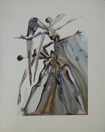 Woodcut Dali - Divine Comédie, Purgatoire 4, Les négligents