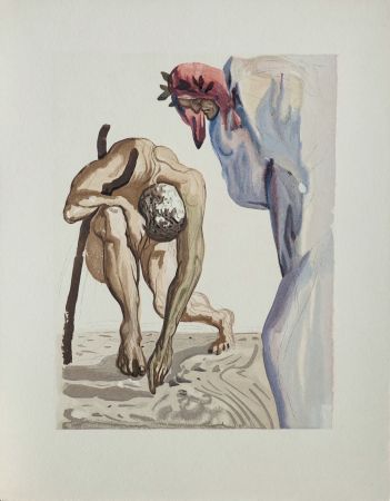 Woodcut Dali - Divine Comédie, Purgatoire 7, Les princes de la vallée fleurie