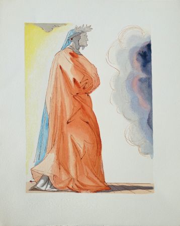 Woodcut Dali - Divine Comédie, Paradis 1, Dante à l'entrée du paradis