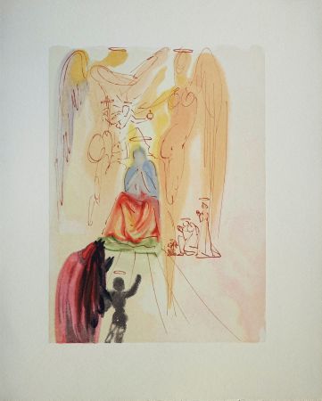 Woodcut Dali - Divine Comédie, Paradis 23, Le triomphe du Christ et de la Vierge