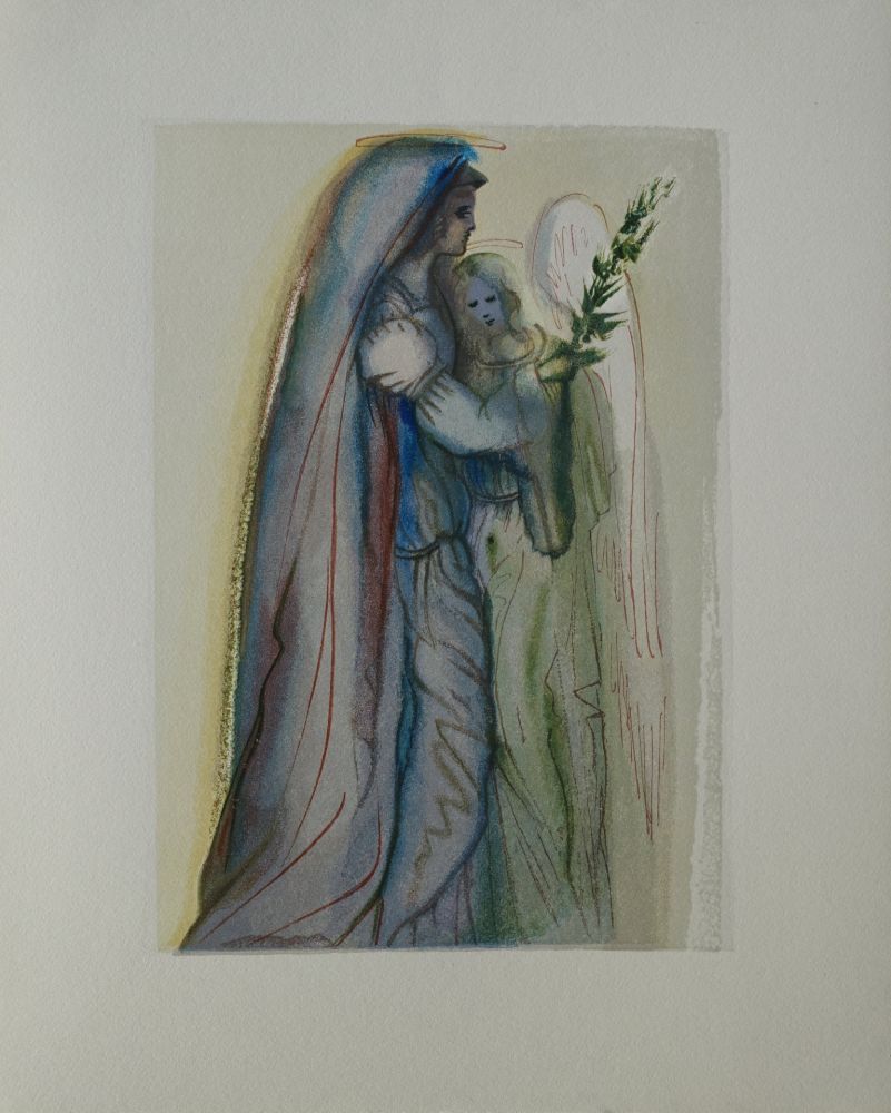 Woodcut Dali - Divine Comédie, Paradis 32, Le réconfort des anges