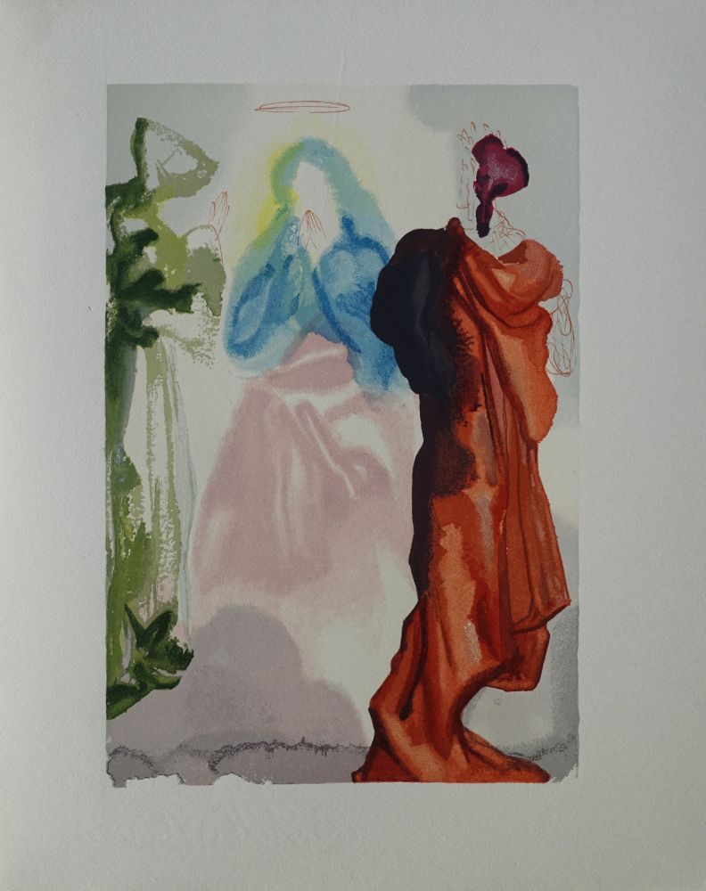 Woodcut Dali - Divine Comédie, Paradis 33, La prière de Saint Bernard