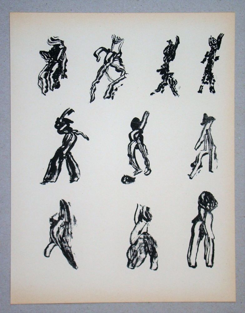 Lithograph Michaux - Dix Figures