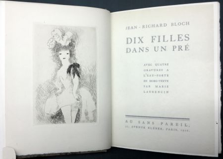 Illustrated Book Laurencin - DIX FILLES DANS UN PRÉ avec quatre gravures à l'eau-forte en hors-texte par Marie Laurencin (Ex. avec suite)