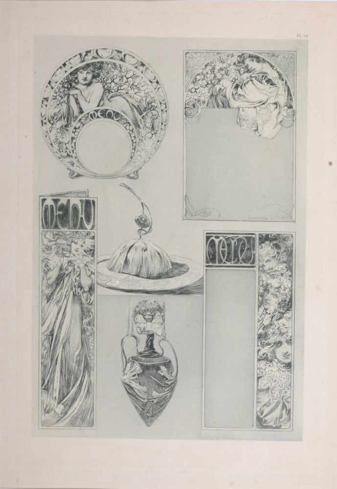 Lithograph Mucha - Documents Décoratifs - PLATE 34, 1902 